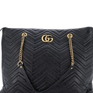 Gucci Large Tote Black Quilted Leather Tote Bag and Sandal